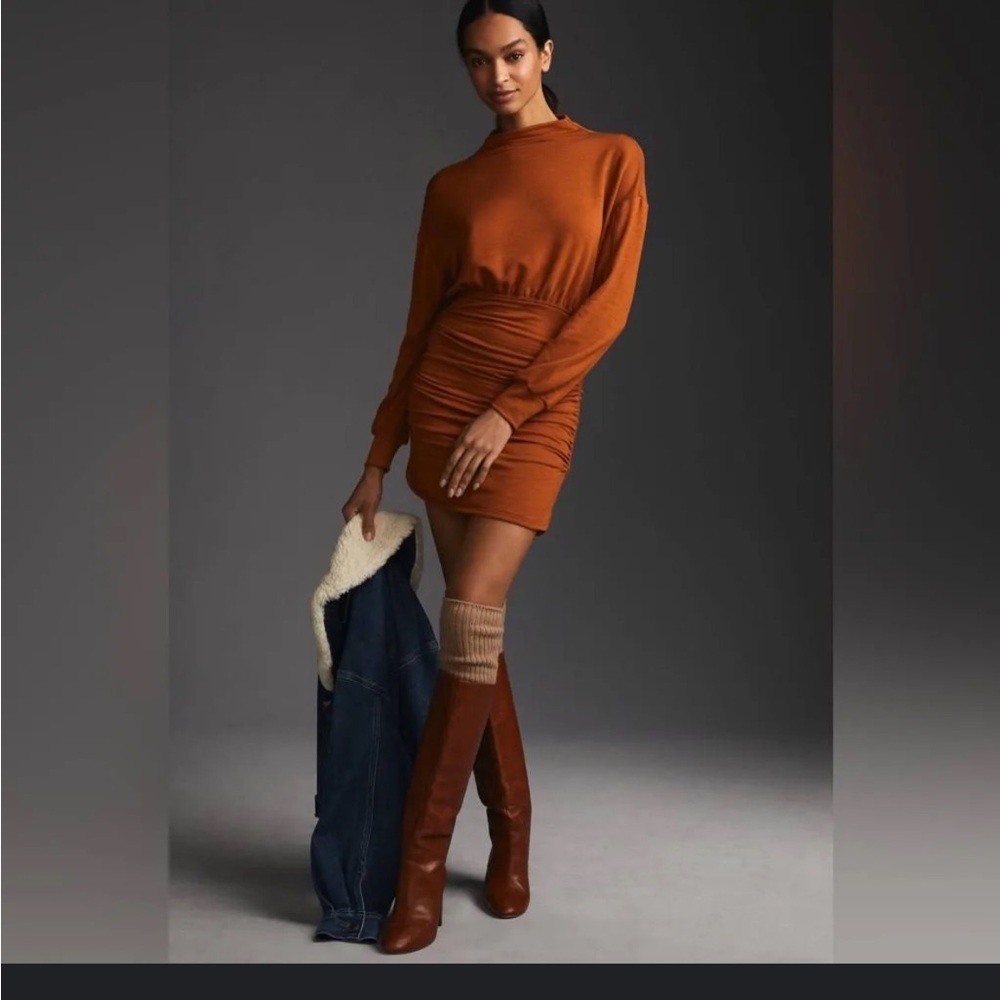 Daily Practice by Anthropologie ruched cozy dress with open back detail.
